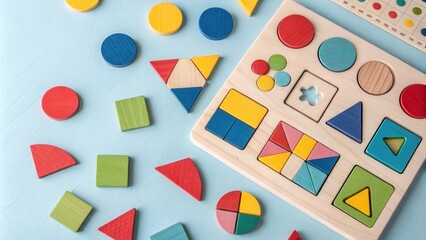 Aufkleber - Colorful Wooden Shapes for Early Learning and Play