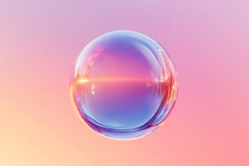 Poster - shimmering soap bubble floating against blurred gradient background