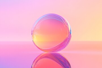 Poster - shimmering soap bubble floating against blurred gradient background
