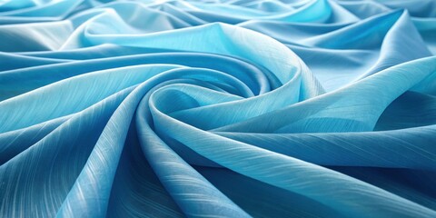 Poster - Abstract Swirling Blue Fabric Texture with Delicate Wrinkles and Subtle Shimmering Highlights