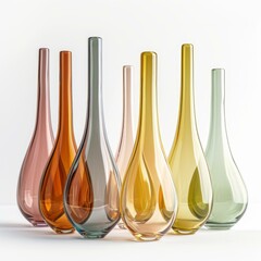 Poster - Colorful glass vases are displayed on a white surface, adding a touch of modern elegance to home decor