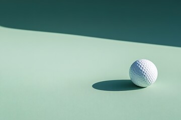 Poster - single clean white golf ball displayed on smooth green surface under bright sunlight