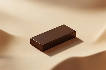 Aufkleber - single premium chocolate bar displayed on flat beige surface with edges