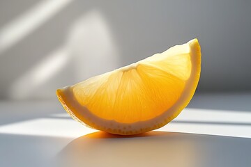 Poster - vibrant lemon wedge displayed on matte white surface under lighting