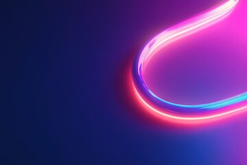 Poster - glowing fiber optic cable bending gracefully under vibrant neon light against dark background