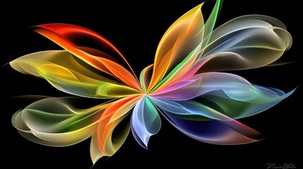 Poster - Abstract lines and 3D shapes in a gradient of neon colors, converging into a futuristic, energetic design