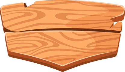 Poster - Cartoon style wooden sign featuring two planks with visible wood grain, set against a clean white background, offering a rustic and natural design element for various projects