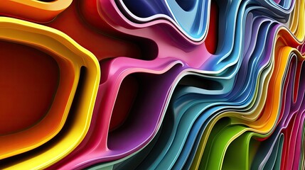 Aufkleber - Zigzag lines forming abstract shapes in vibrant colors for a fresh, minimalist background