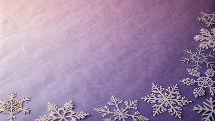 Poster - Delicate White Snowflakes on a Soft Lilac Background with Ample Copy Space for Wintery Greetings