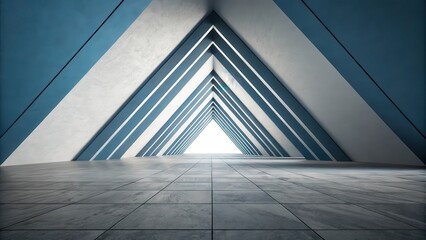 Poster - Abstract Architecture with Geometric Patterns A Modern Interior Space with a Triangular Opening and a Concrete Floor