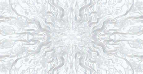 Poster - Circuit board vector background with gray circuit lines on a white background