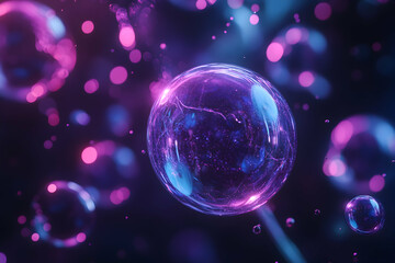 Poster - Abstract background with purple and blue glowing bokeh lights