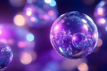 Poster - Abstract background with purple and blue glowing bokeh lights
