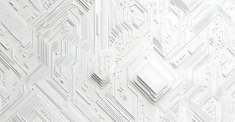 Poster - A white circuit board background with gray lines and textures