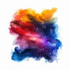 Wall Mural - nebula and stars swirling in a colorful watercolor painting, perfect for space, astronomy, or art re