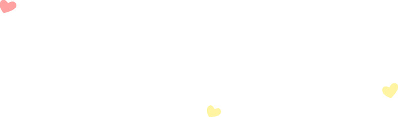Poster - Minimalist illustration featuring three hearts in pastel pink and yellow colors floating on a clean white background, creating a simple yet charming design