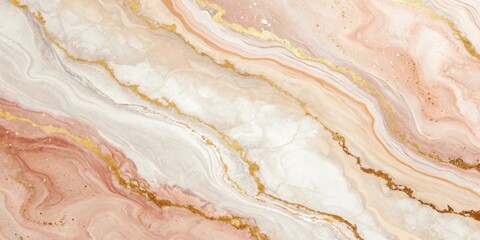 Aufkleber - Abstract Swirling Pink and Gold Marble Texture with Delicate Veins and Glittering Accents