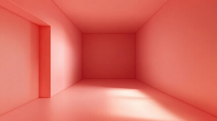 Poster - Modern Minimalist Interior with Soft Pink Walls and Natural Light