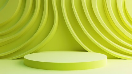 Poster - vibrant green circular background with abstract layers for display