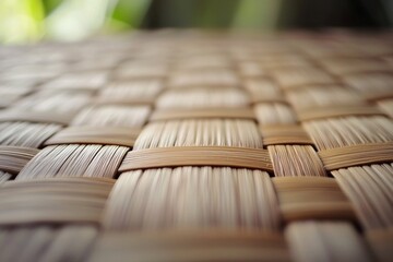 Wall Mural - Woven Bamboo Mat Texture Close up Natural Craft Background