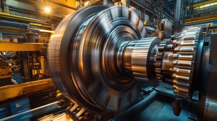 Poster - Industrial Machinery in Motion Captured in Detailed Close-Up Shot