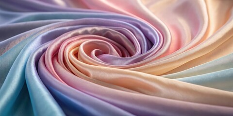 Poster - A soft, iridescent fabric swirls in a mesmerizing pattern of pastels, creating a textured tapestry of color and gentle folds.