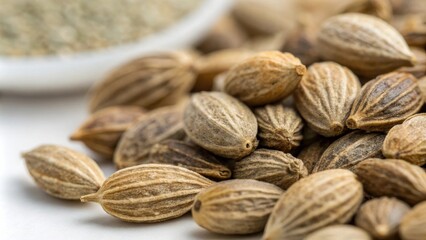 Wall Mural - A Close-up of Dried Seeds, Their Brown Hues and Wrinkled Textures Reveal a World of Detail