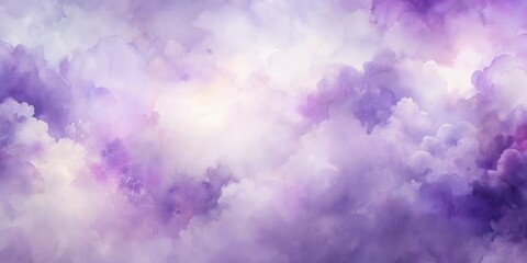 Poster - Abstract Watercolor Background of Purple and White Clouds with a Glimmer of Light