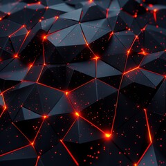 Poster - Dynamic abstract geometric patterns with glowing elements digital artwork dark environment artistic concept