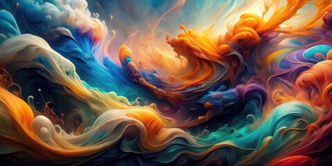 Poster - A swirling abstract composition of vibrant colors, each hue dancing with intricate details, creating a mesmerizing and dynamic visual experience.