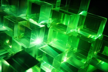 Poster - Creating an abstract space with geometric shapes in emerald tones and dynamic light shadows