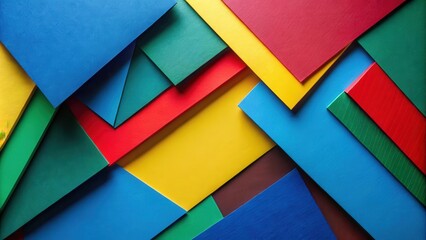 Leinwandbilder - Abstract Geometric Composition of Vibrant Colored Paper Overlapping in an Angular Pattern