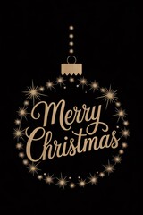 Poster - Merry christmas cursive text inside of gold ornament,greeting card concept