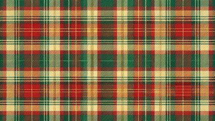 Poster - Red, Green, and Yellow Plaid Pattern with a Subtle Vintage Texture