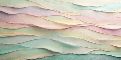 Aufkleber - Abstract Wavy Pattern of Torn Pastel Paper Sheets in an Array of Colors