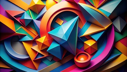 Poster - A symphony of geometric shapes in vibrant hues, creating a dynamic and playful abstract composition.