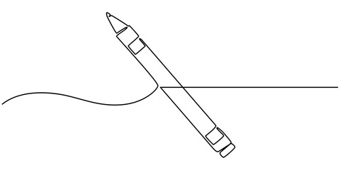 Aufkleber - crayon continuous one line drawing, Vector illustration of crayon isolated on white background for kids coloring activity worksheet, workbook, line drawing style on white background,vector design.