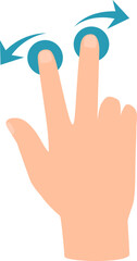 Poster - Cartoon hand rotating with two fingers on a touchscreen, illustrating a multi touch rotate gesture commonly used in modern digital devices for navigation and interaction