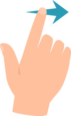 Poster - Right hand extending with index finger touching a forward arrow, representing a swipe right gesture, set against a clean white background for clarity and focus