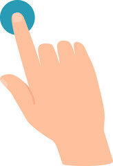 Fototapete - right hand with index finger extended is touching a circular button, symbolizing interaction with a 