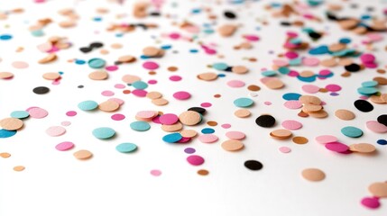 Wall Mural - Colorful confetti scattered on white background.