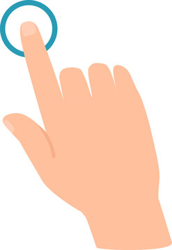 Cartoon hand touching a digital button, activating advanced technology and showcasing an innovative user interface, reflecting a modern design concept in a vibrant, engaging manner