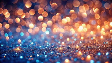 Poster - A shimmering background of bokeh lights and glitter, with a warm orange glow above and cool blue hues below