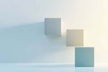 Poster - three cubes are stacked on top of each other, creating a three-dimensional structure. the cubes are 