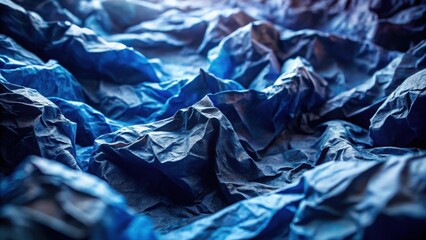 Aufkleber - Abstract Close-Up of Deep Blue Crumpled Fabric A Textural Study