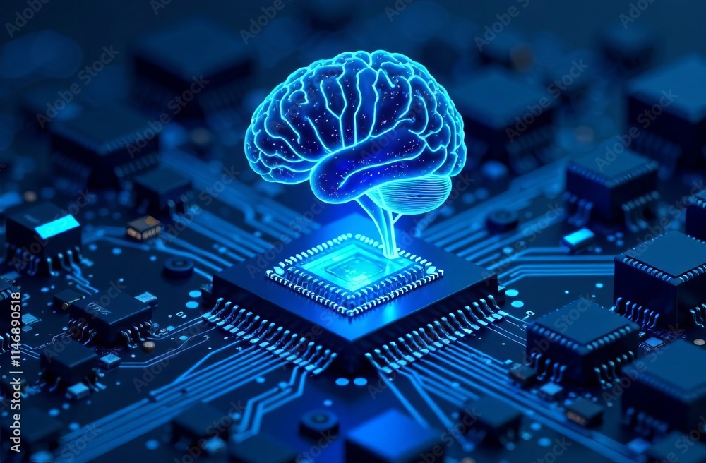 Artificial intelligence brain on circuit board concept for technology ...
