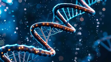 Poster - the mesmerizing view of dna strands features glowing blue lights highlighting the intricate structur