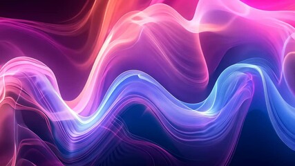 Poster - Waves of luminous colors blend seamlessly, showcasing shades of pink, purple, and blue that evoke a sense of movement and energy in a dark background.