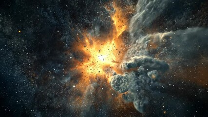Wall Mural - A cloud of dust particles violently bursting into the air, picture