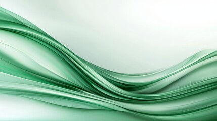 Canvas Print - A green and white abstract background with wavy lines